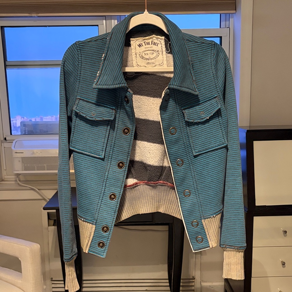 We The Free Blue Jean Jacket XS Teal